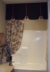 Client wanted to lengthen original toile shower curtain.  